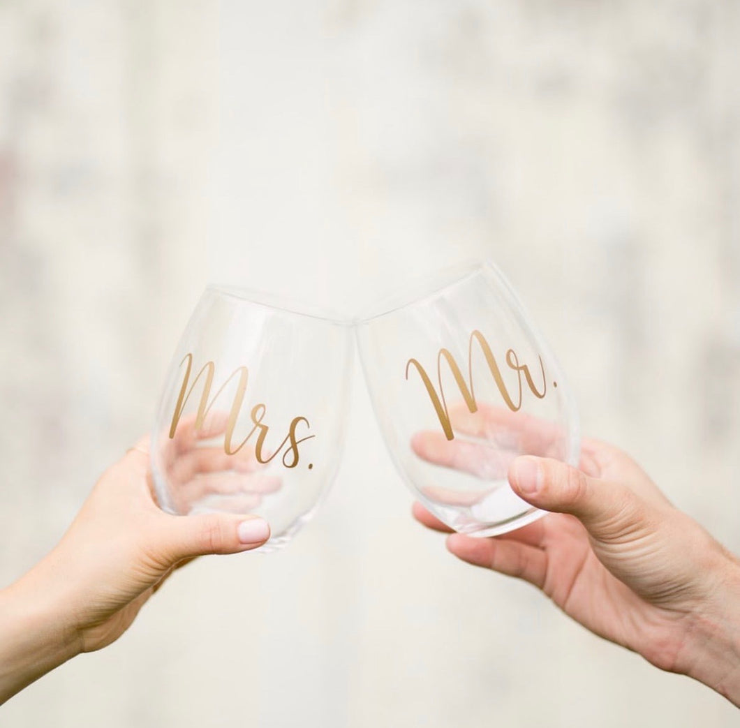 Mr & Mrs Wine Glasses
