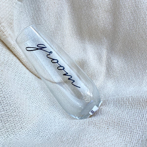 Bride and Groom Stemless Flutes