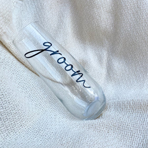 Bride and Groom Stemless Flutes